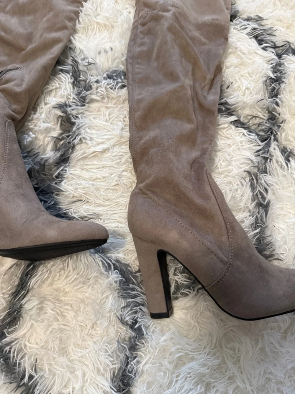 Unisa Taupe Over-the-Knee Suede Heeled Boots